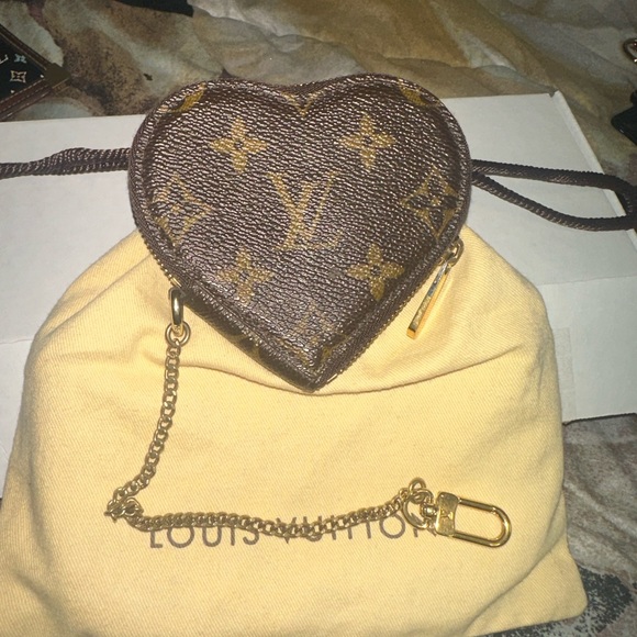 🎈SOLD🎈🦄Rare LV Monogram Leopard Coeur Heart Coin Purse Blanc Corail - Picture 4 of 13